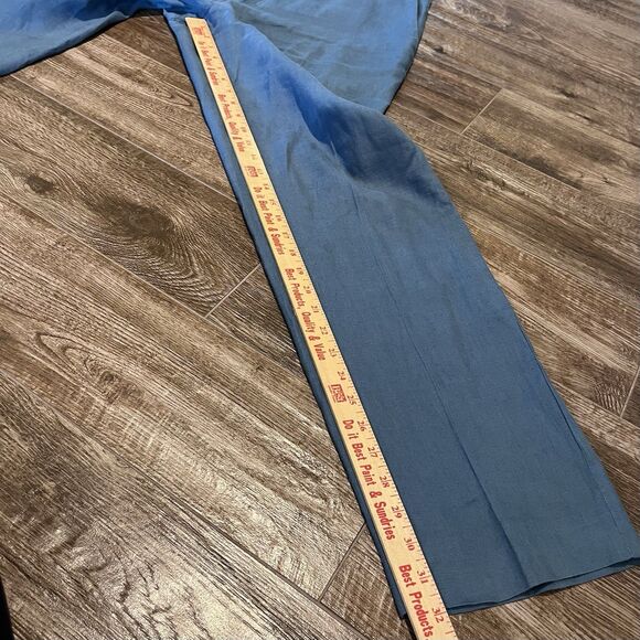 Paul Frederick Pants Men 36 Blue 100% Linen Career Casual Beach Tailored Fit - Picture 11 of 13